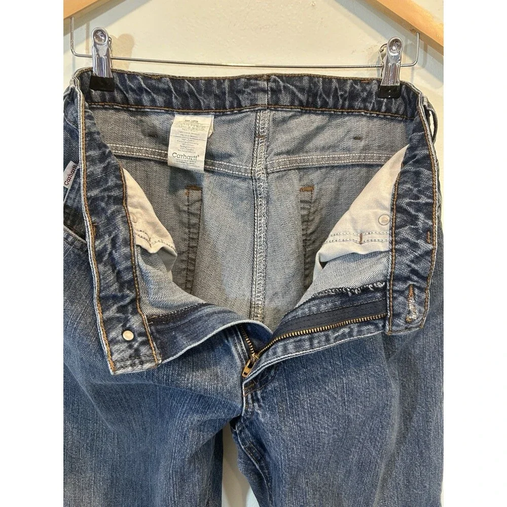 Carhartt Relaxed Fit Straight Leg Jeans Womens Size 12 Blue DenimZip
